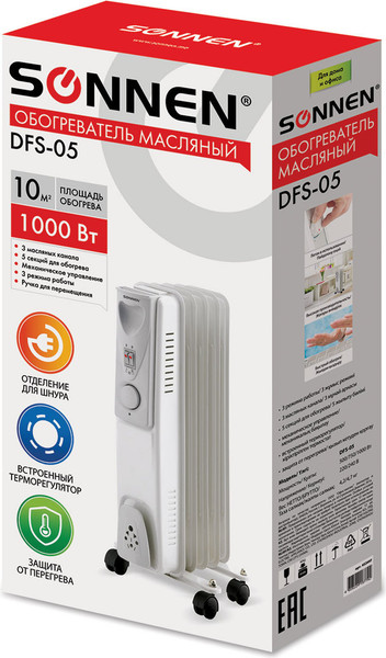 Изображение товара Масляный радиатор Sonnen DFS-05 / 453497 (белый)