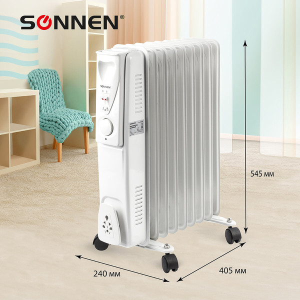 Изображение товара Масляный радиатор Sonnen DFS-09 / 453499 (белый)