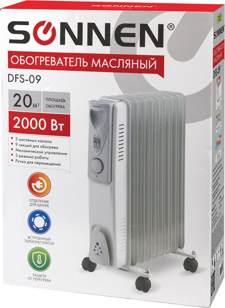Изображение товара Масляный радиатор Sonnen DFS-09 / 453499 (белый)