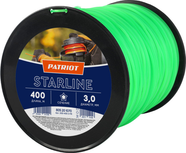 Изображение товара Леска для триммера PATRIOT Starline D3.0мм 400м (звезда, зеленый)