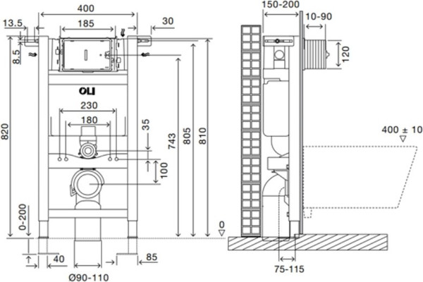 Изображение товара Инсталляция для унитаза Oli Expert 82 / 885065+659044 (хром)