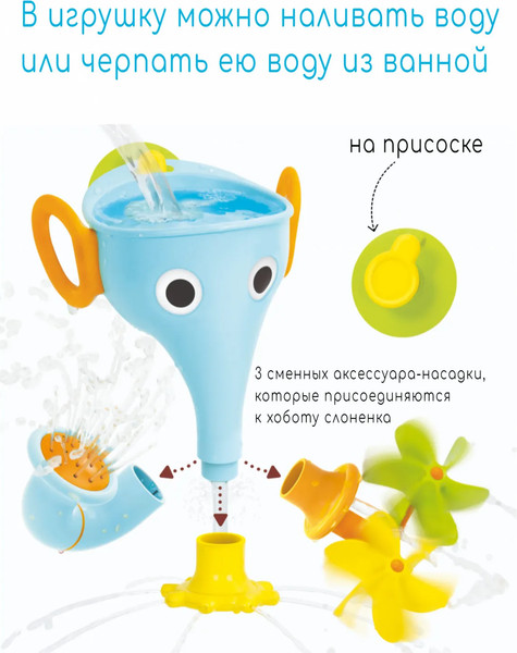 Изображение товара Игрушка для ванной Yookidoo Веселый слон / 40205 (голубой)