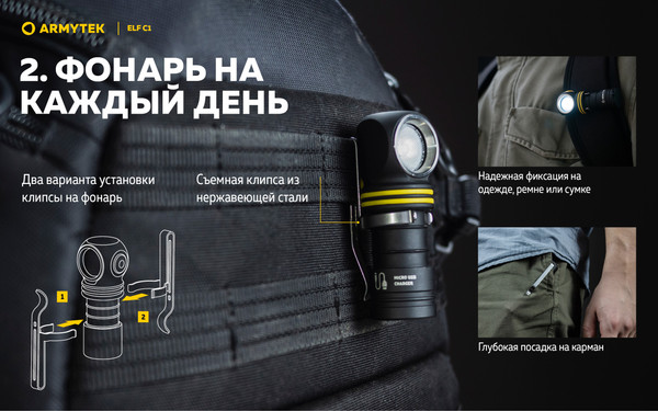 Изображение товара Фонарь Armytek Elf C1 USB-C Warm / F05003W
