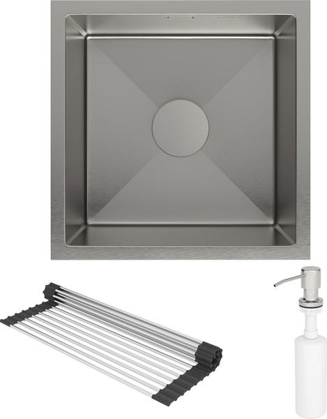 Изображение товара Мойка кухонная Roxen Uno 560210-44 под столешницу с ролл-матом и дозатором (сатин)