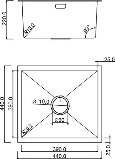 Изображение товара Мойка кухонная Roxen Uno 560210-44B PVD под столешницу с ролл-матом и дозатором (графит)