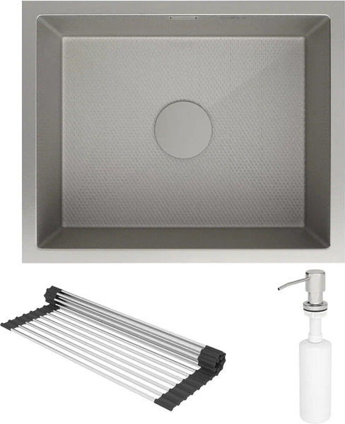 Изображение товара Мойка кухонная Roxen Uno 560210-54S под столешницу с ролл-матом и дозатором (сатин текстурный)