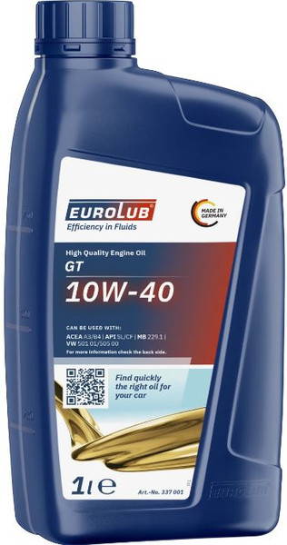Изображение товара Моторное масло EUROLUB GT 10W-40 ACEA A3/B4 / 337001 (1л)