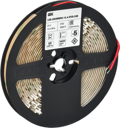 Изображение товара Светодиодная лента IEK LSR-5050NW60-14.4-IP20-24В / LSR7-0-060-20-1-05-1