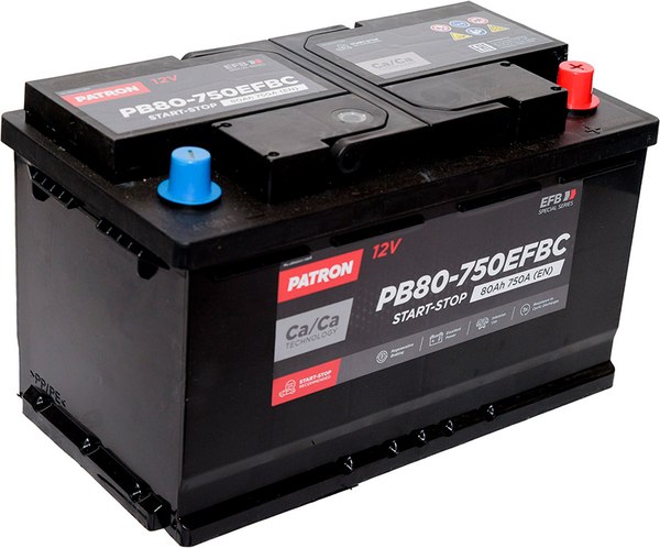 Изображение товара Автомобильный аккумулятор Patron EFB PB80-750EFBC (80 А/ч)