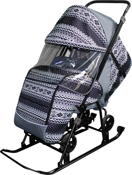 Изображение товара Санки-коляска GalaXy Снежинка Универсал 1 (черная Финляндия)