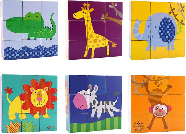 Изображение товара Развивающий игровой набор Classic World Кубики-пазлы Приключения в джунглях CW35450