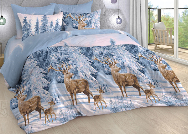 Изображение товара Комплект постельного белья Milanika Зимний лес 1.5сп (поплин)