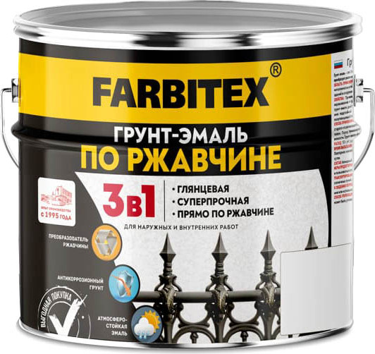 Изображение товара Грунт-эмаль Farbitex По ржавчине 3в1 (2.7кг, зеленый)