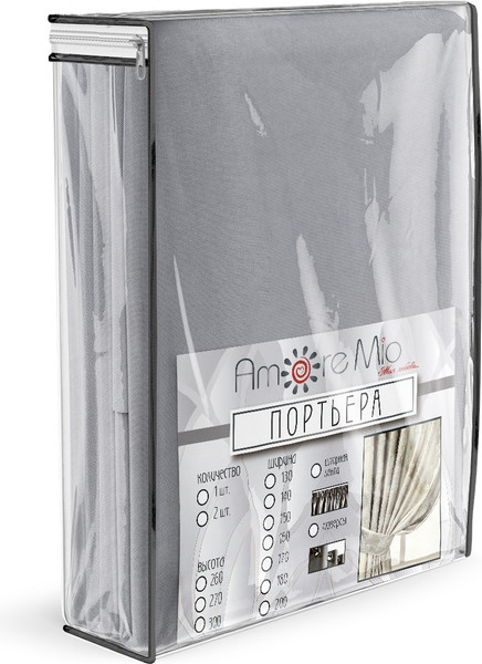 Изображение товара Штора Amore Mio Вельвет канвас 2.0x2.7 / 92067 (1шт, серый)