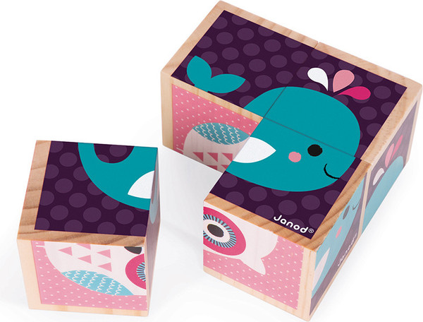 Изображение товара Развивающий игровой набор Janod Кубики Животные малыши J08001