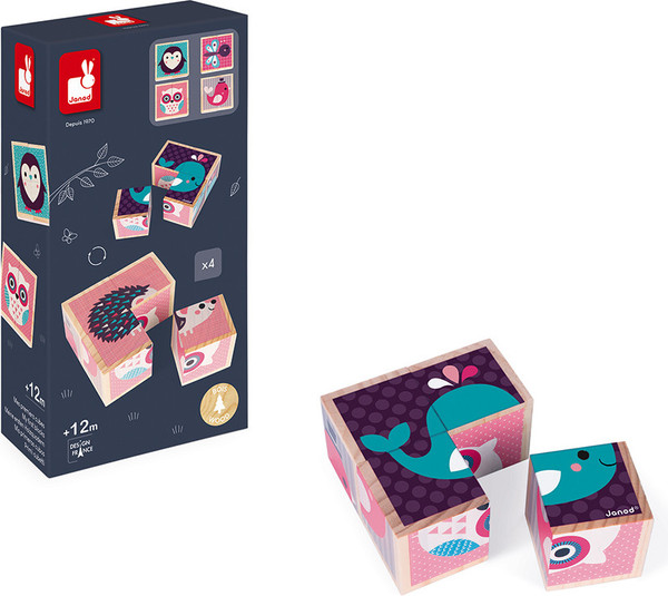 Изображение товара Развивающий игровой набор Janod Кубики Животные малыши J08001