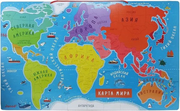 Изображение товара Развивающая игра Janod Карта мира с магнитными пазлами J05483
