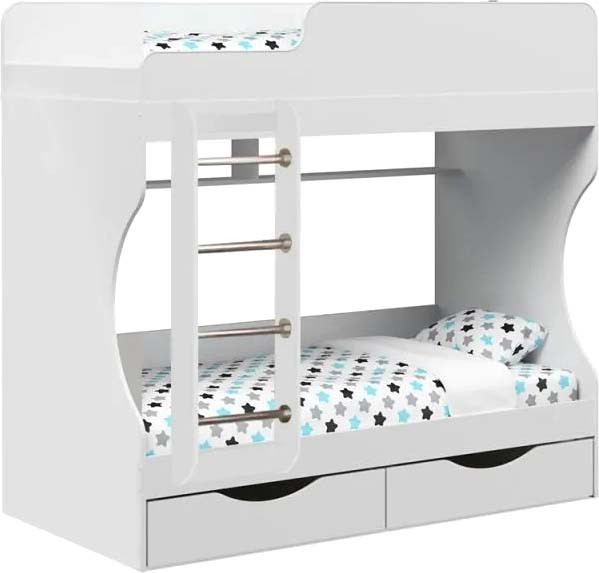 Изображение товара Двухъярусная кровать детская Капризун 15 с ящиками / Р455 (белый)