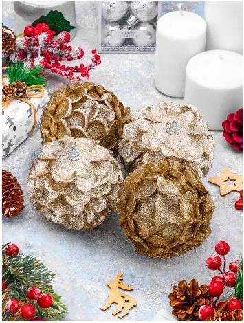 Изображение товара Набор елочных игрушек Elan Gallery Шишка / 970119 (шампань)