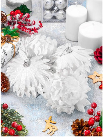 Изображение товара Набор елочных игрушек Elan Gallery Шишка / 970130 (белый)