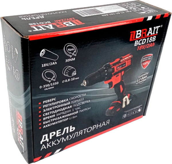 Изображение товара Аккумуляторная дрель-шуруповерт Brait BCD18B