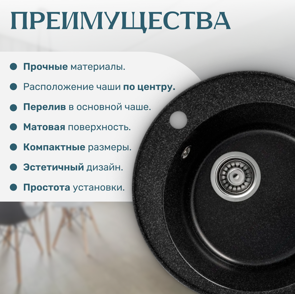 Изображение товара Мойка кухонная Saniteco Nova (черный)