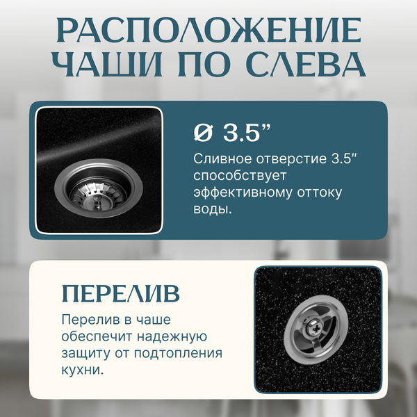 Изображение товара Мойка кухонная Saniteco Rosa (черный)