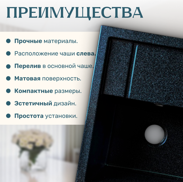 Изображение товара Мойка кухонная Saniteco Fortis (черный)