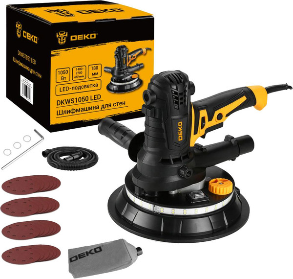 Изображение товара Шлифовальная машина для стен Deko DKWS1050 LED / 083-1036