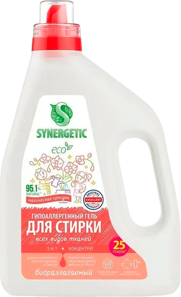 Изображение товара Гель для стирки Synergetic Биоразлагаемый 3in1 (1.5л)