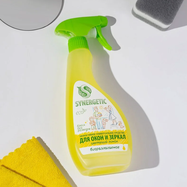 Изображение товара Средство для мытья стекол Synergetic Биоразлагаемое. Цветущий лимон (500мл)