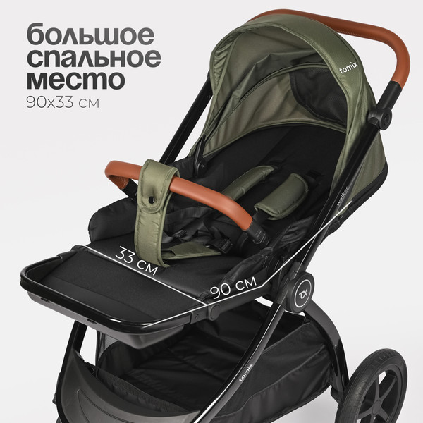 Изображение товара Детская универсальная коляска Tomix Walker Lux 3 в 1 / BD101TRIPLLUX (Green/Shinny Black)