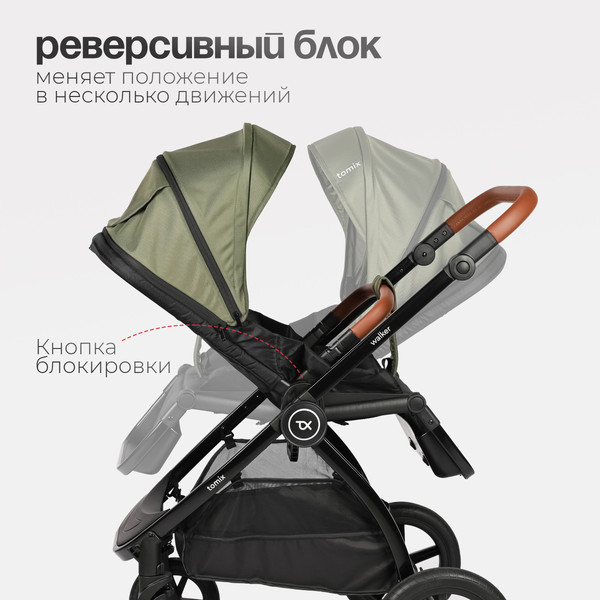 Изображение товара Детская универсальная коляска Tomix Walker Lux 3 в 1 / BD101TRIPLLUX (Green/Shinny Black)