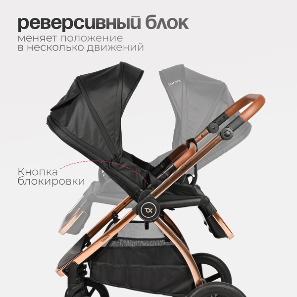Изображение товара Детская универсальная коляска Tomix Walker Lux 3 в 1 / BD101TRIPLLUX (Black/Rose Gold)
