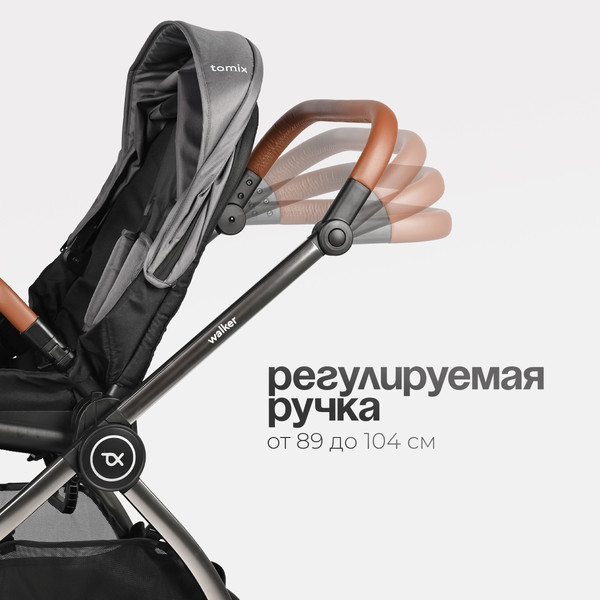 Изображение товара Детская универсальная коляска Tomix Walker Lux 3 в 1 / BD101TRIPLLUX (Grey/Dark Grey)