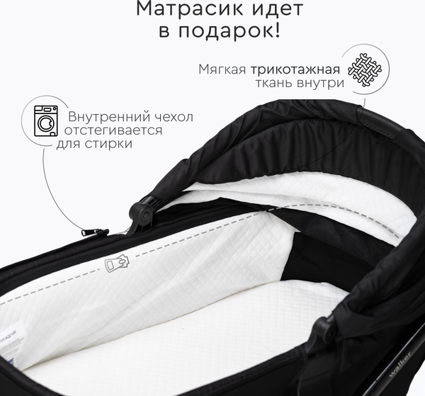 Изображение товара Детская универсальная коляска Tomix Walker Lux 2 в 1 / BD101BLUX (Black/Shinny Black)