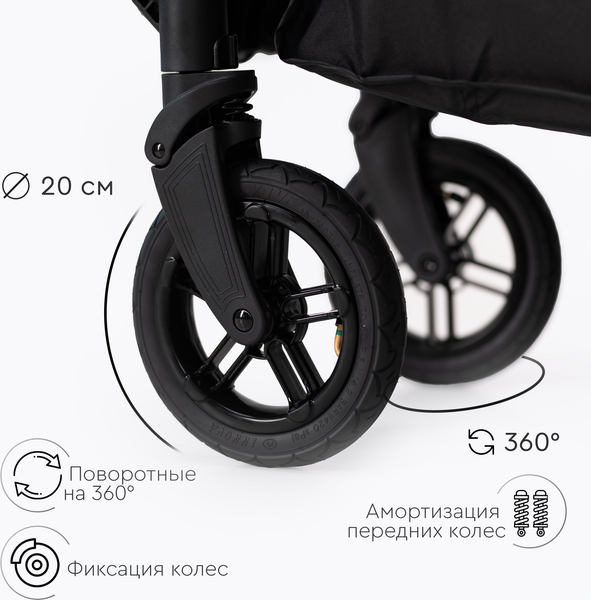 Изображение товара Детская универсальная коляска Tomix Walker Lux 2 в 1 / BD101BLUX (Black/Shinny Black)