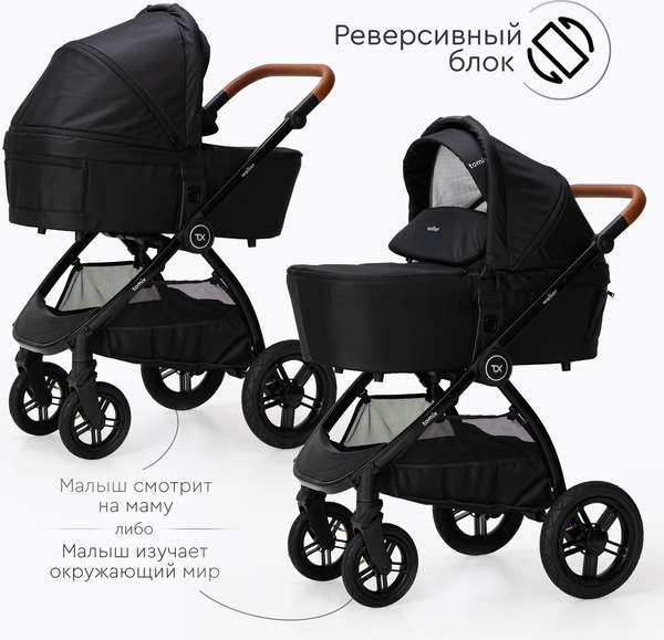 Изображение товара Детская универсальная коляска Tomix Walker Lux 2 в 1 / BD101BLUX (Black/Shinny Black)