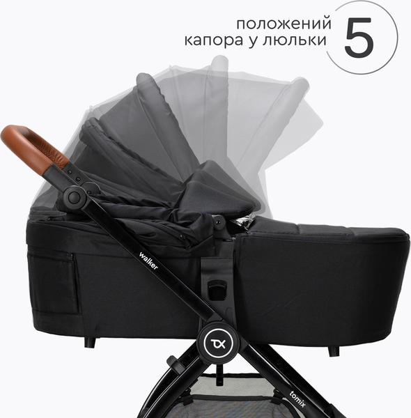 Изображение товара Детская универсальная коляска Tomix Walker Lux 2 в 1 / BD101BLUX (Black/Shinny Black)