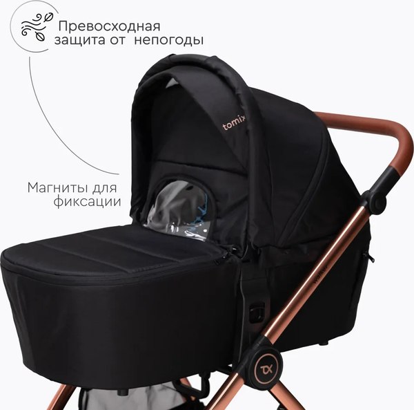 Изображение товара Детская универсальная коляска Tomix Walker Lux 2 в 1 / BD101BLUX (Black/Rose Gold)