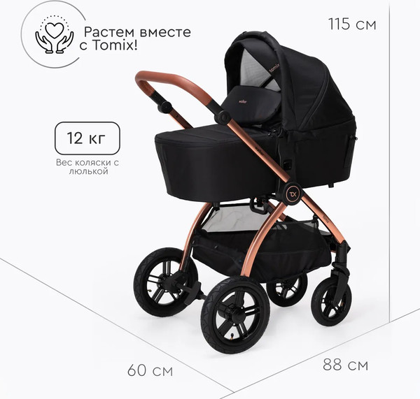 Изображение товара Детская универсальная коляска Tomix Walker Lux 2 в 1 / BD101BLUX (Black/Rose Gold)