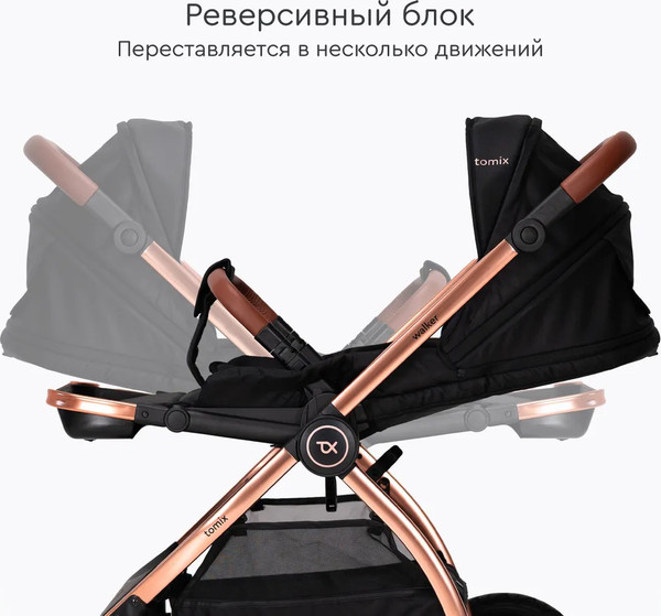 Изображение товара Детская универсальная коляска Tomix Walker Lux 2 в 1 / BD101BLUX (Black/Rose Gold)