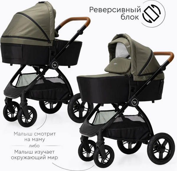 Изображение товара Детская универсальная коляска Tomix Walker Lux 2 в 1 / BD101BLUX (Green/Shinny Black)