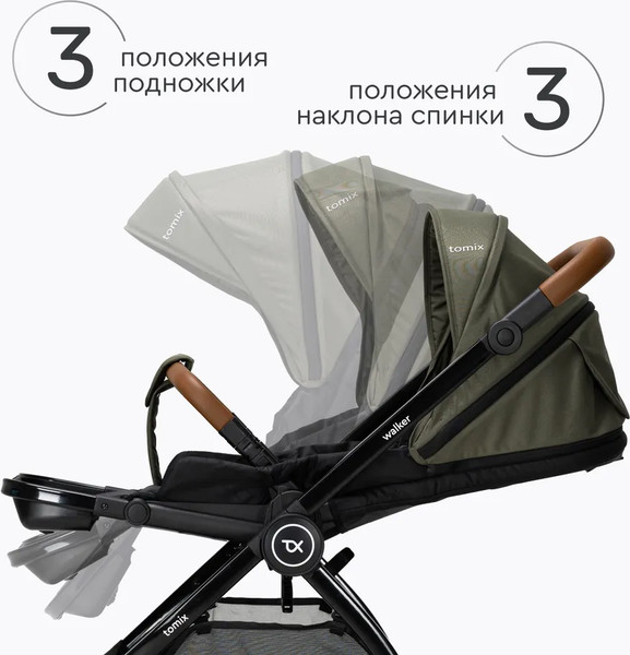 Изображение товара Детская универсальная коляска Tomix Walker Lux 2 в 1 / BD101BLUX (Green/Shinny Black)