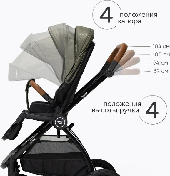 Изображение товара Детская универсальная коляска Tomix Walker Lux 2 в 1 / BD101BLUX (Green/Shinny Black)