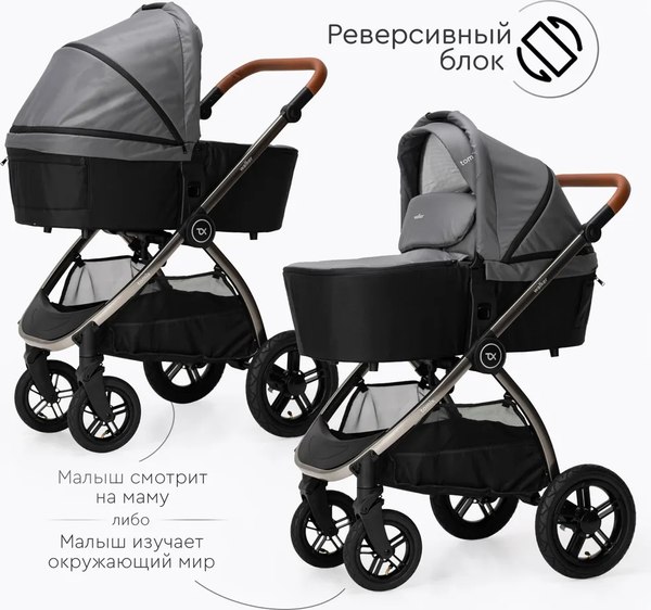 Изображение товара Детская универсальная коляска Tomix Walker Lux 2 в 1 / BD101BLUX (Grey/Dark Grey)