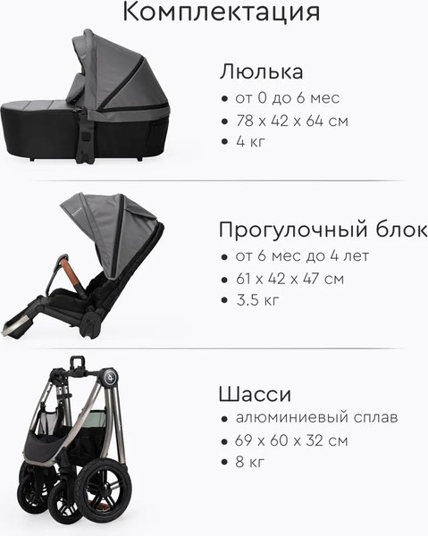 Изображение товара Детская универсальная коляска Tomix Walker Lux 2 в 1 / BD101BLUX (Grey/Dark Grey)