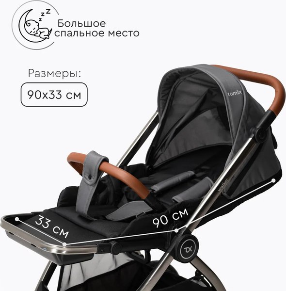 Изображение товара Детская универсальная коляска Tomix Walker Lux 2 в 1 / BD101BLUX (Grey/Dark Grey)