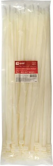 Изображение товара Стяжка для кабеля EKF plc-c-7.2x400 (100шт, белый)
