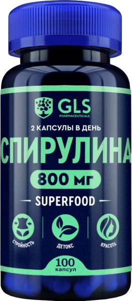Изображение товара Пищевая добавка GLS Pharmaceuticals Спирулина №100 (в капсулах по 400мг)